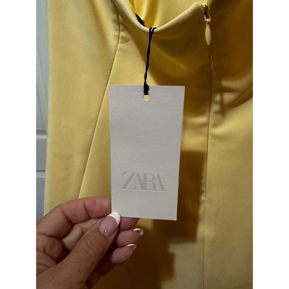 Zara Yellow Halter‎ Neck Mini Dress Sleeveless Fit and Flare Cocktail XL NWT - Picture 8 of 11